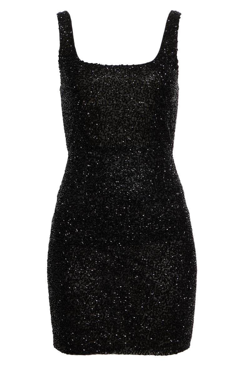 Inori Beaded Mesh Minidress, Alternate, color, BLACK