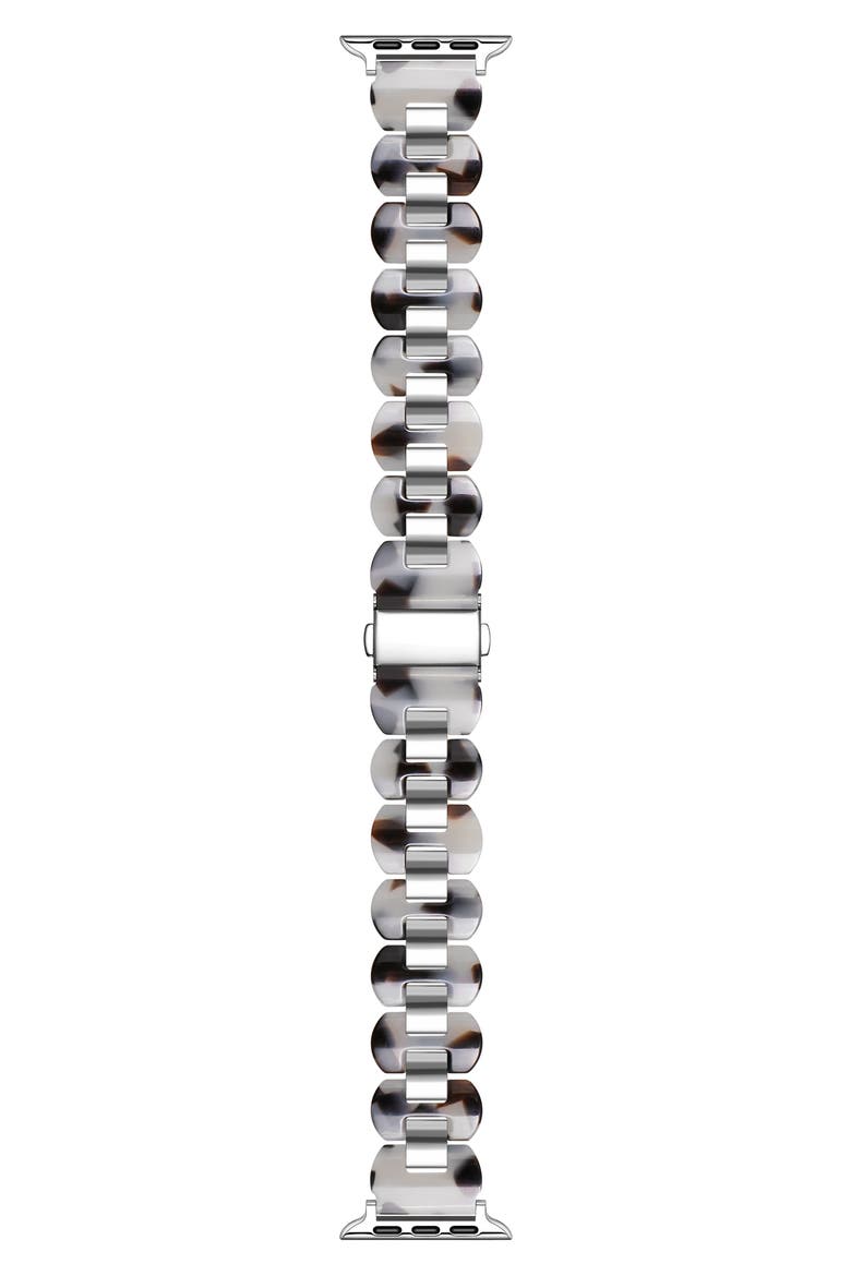 Aria Resin & Stainless Steel Apple Watch® Watchband, Main, color, LIGHT TORTOISE/ SILVER