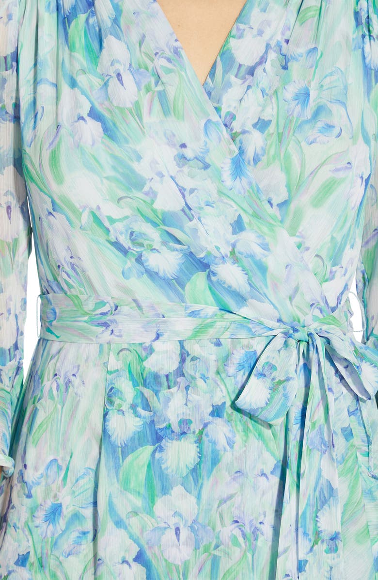 Adrianna Papell Print Long Sleeve Chiffon Dress, Alternate, color, 