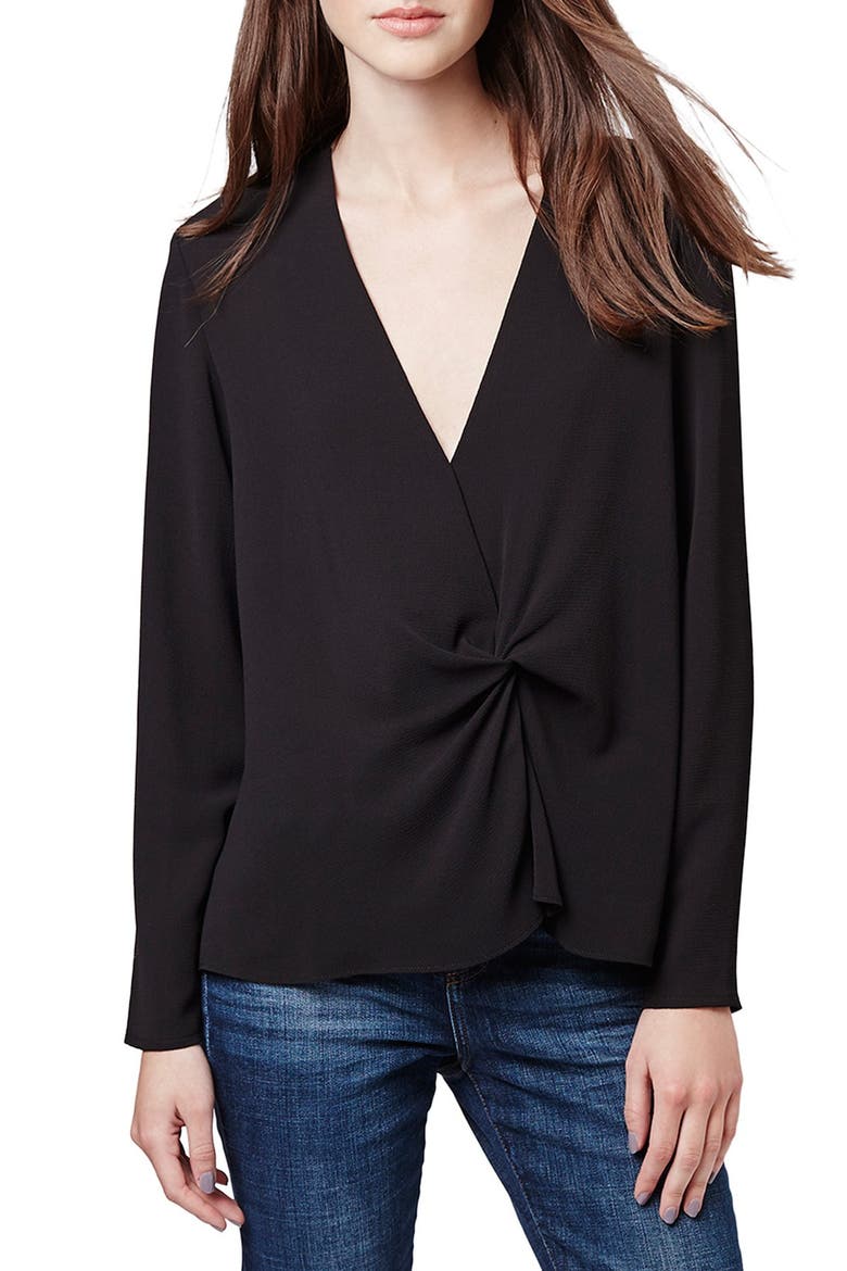 Twist Front Blouse, Main, color, BLACK