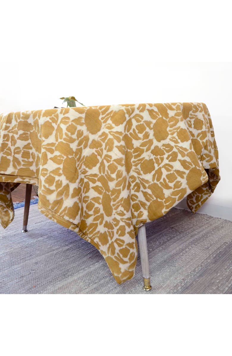 Ichcha Hand Block Printed Tablecloth, Alternate, color, Yellow