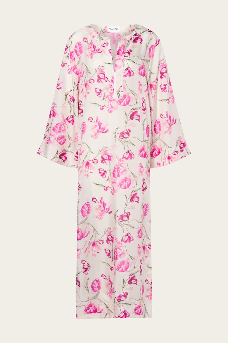 Brenda Silk Maxi Kaftan Dress, Alternate, color, Tulip Pink