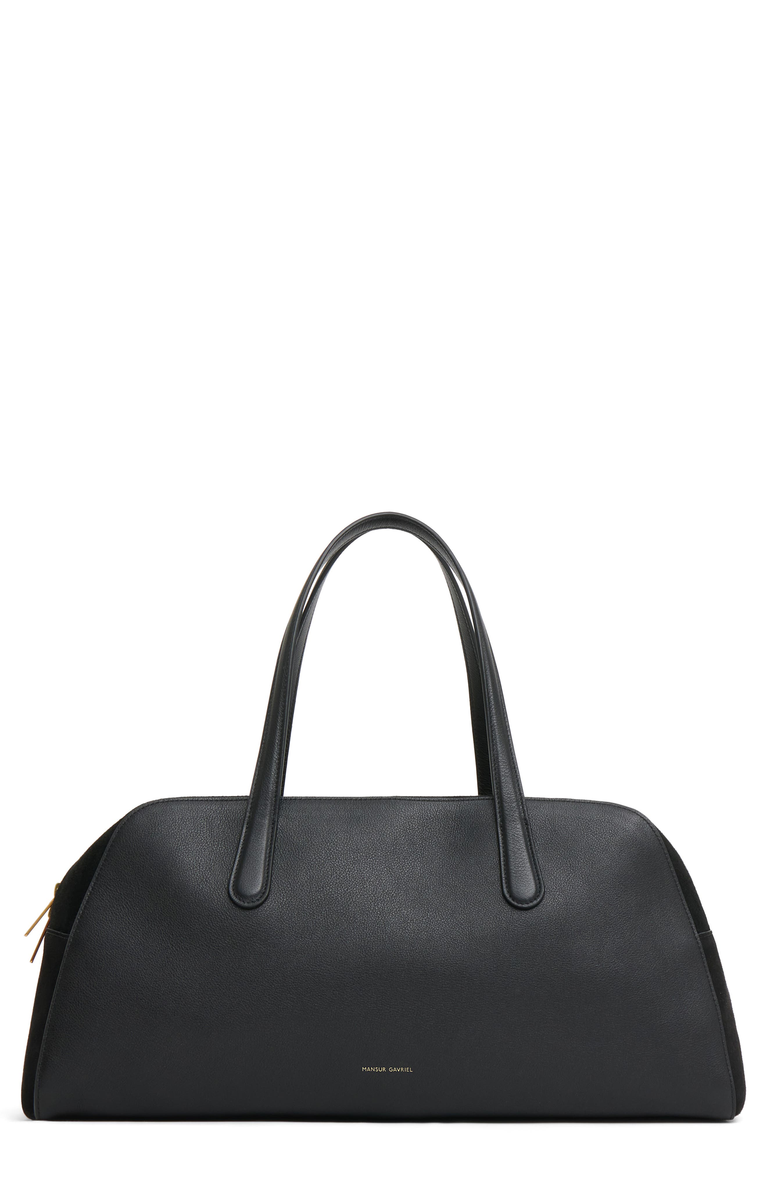 Mansur Gavriel Large Helios Leather Shoulder Bag, Main, color, Black