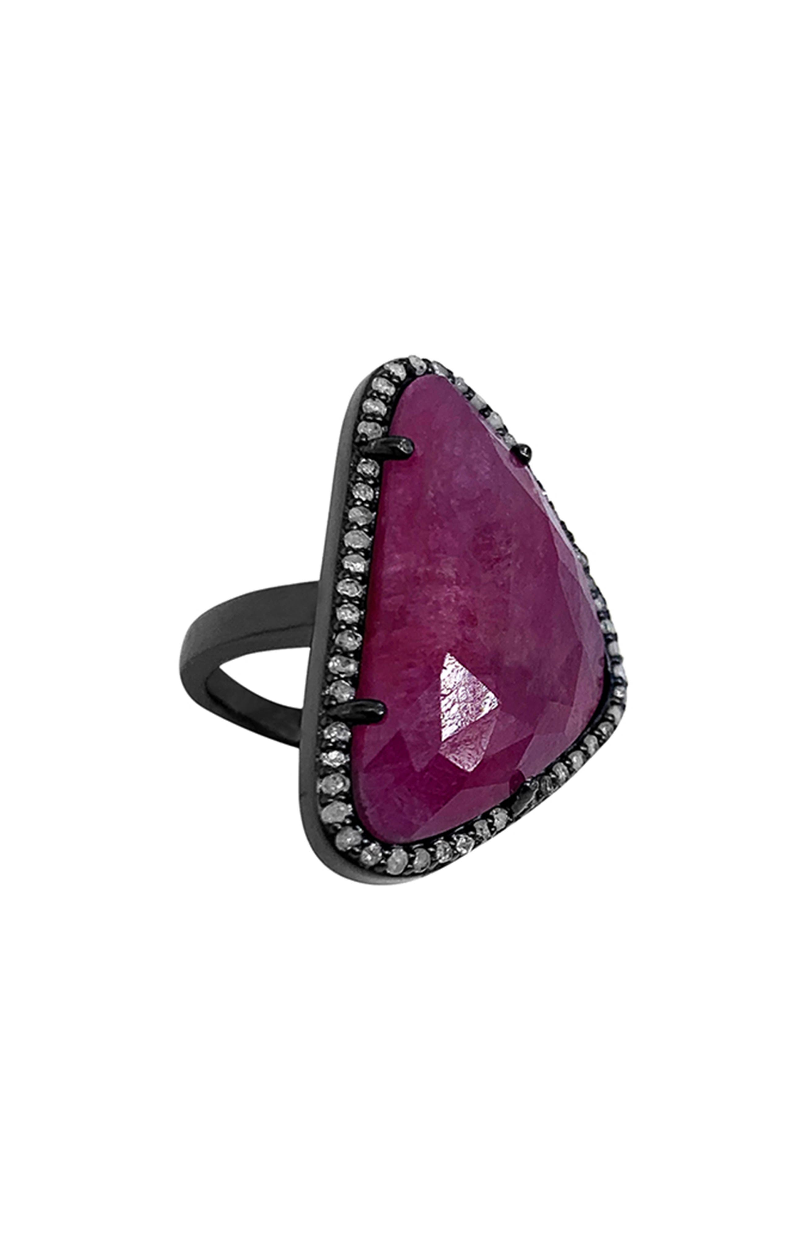 ADORNIA FINE Sterling Silver Ruby & Diamond Ring - 0.03 ctw (Women ...