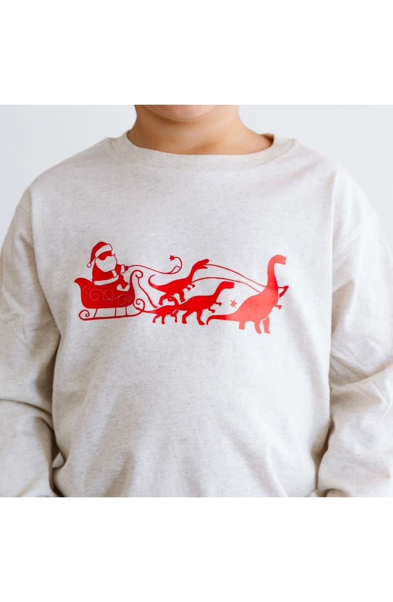 Sweet Wink Dino Christmas Long Sleeve Shirt, Alternate, color, Natural Heather