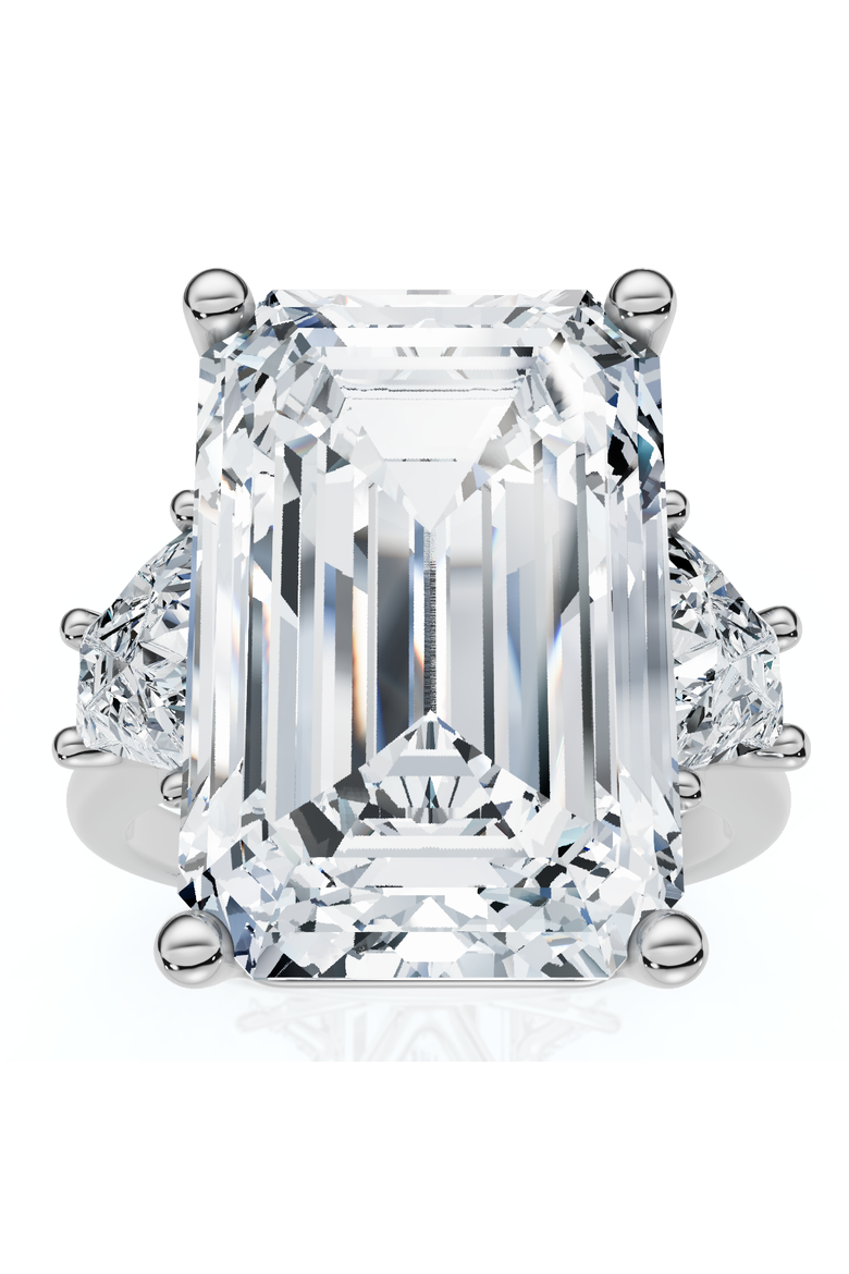Certified 11.90Ct Emerald Diamond Engagement Ring 14k Gold Lab Grown, Main, color, 14k White Gold