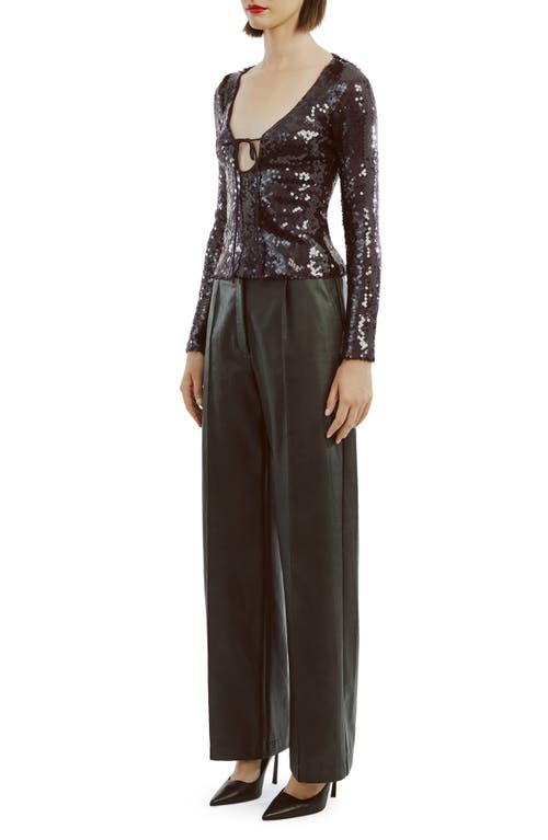 Bardot Verona Sequin Long Sleeve Top In Purple