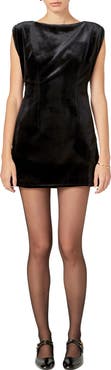 English Factory Velvet Power Shoulder Minidress