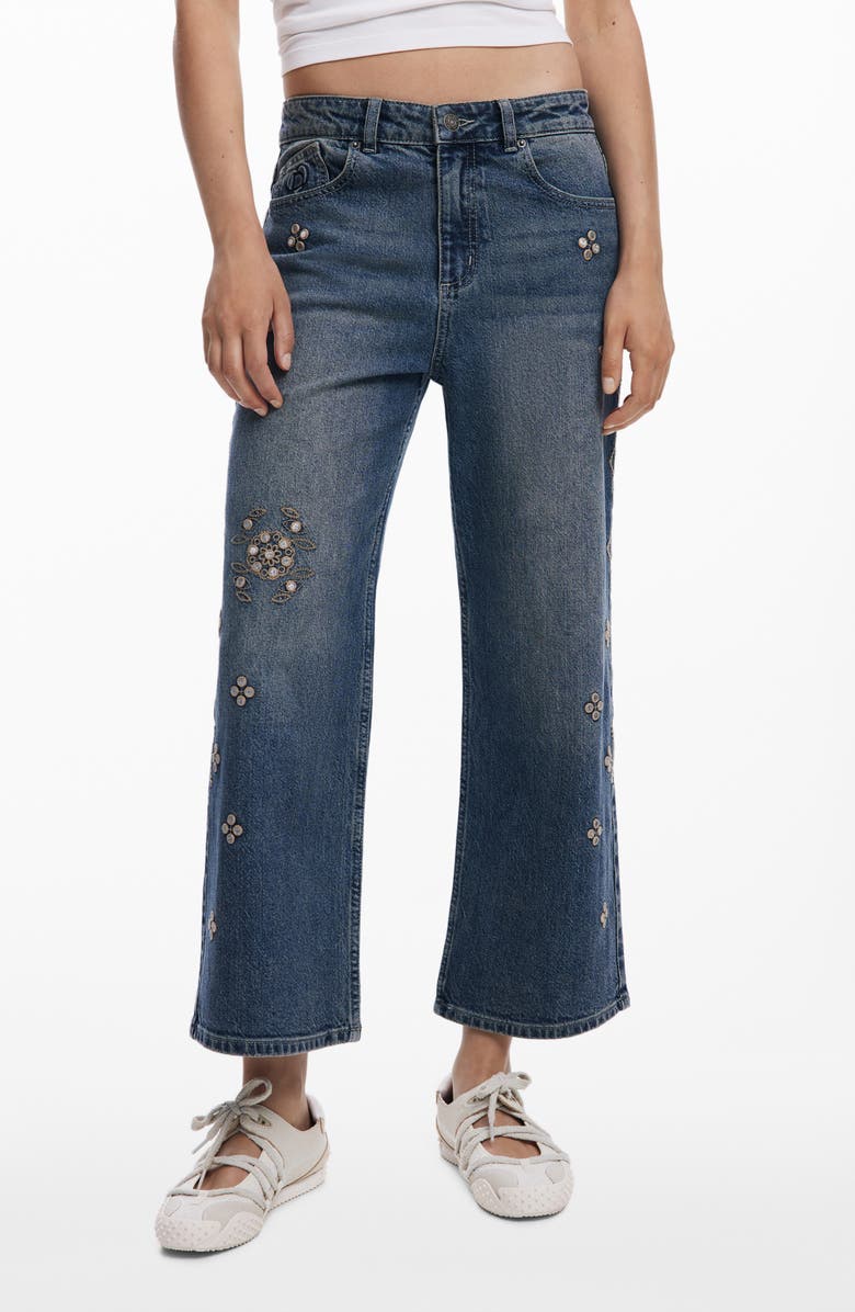 Desigual Wide Leg Jeans, Main, color, Blue