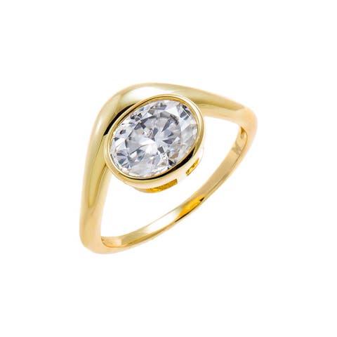 Moissanite Oval Bezel Swirled Ring