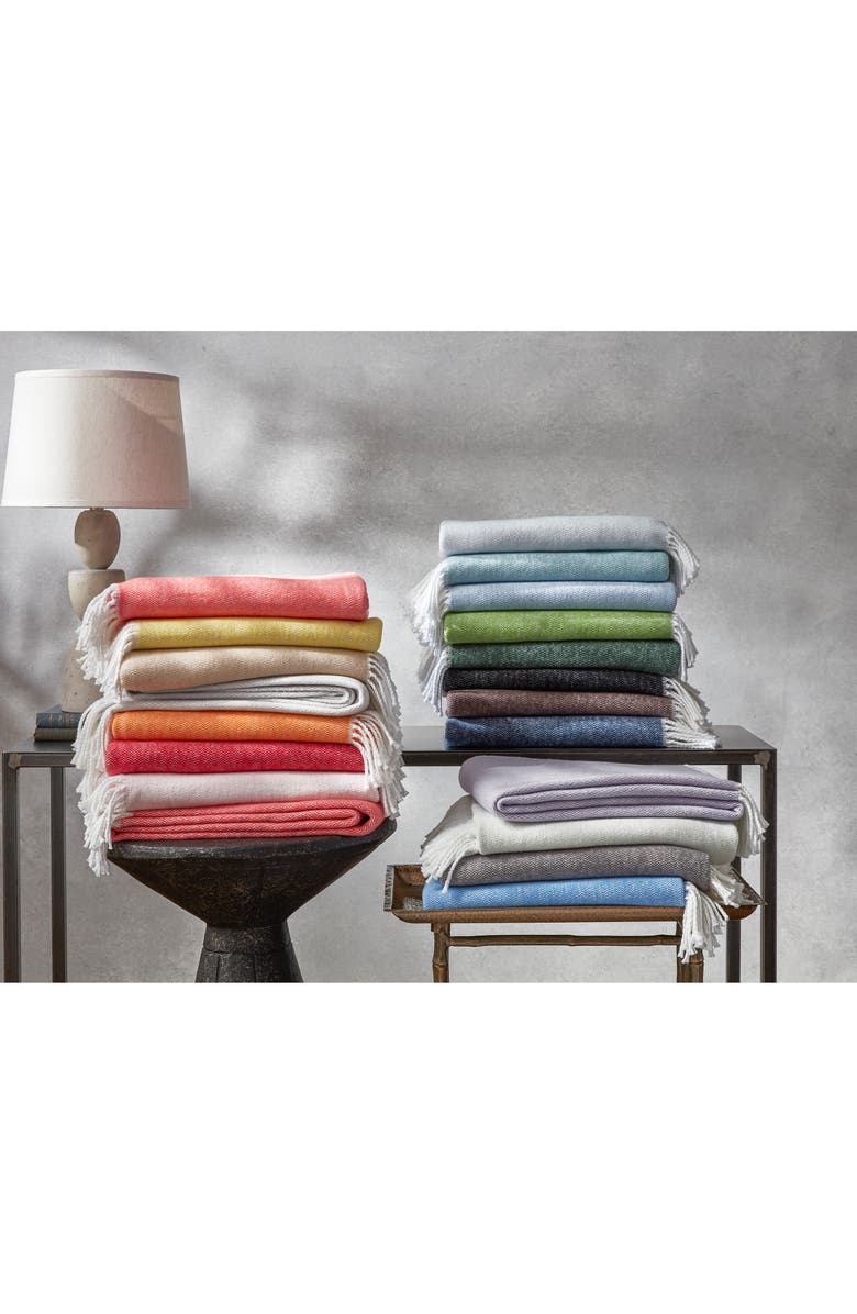 Matouk Pezzo Throw Blanket, Alternate, color, Black