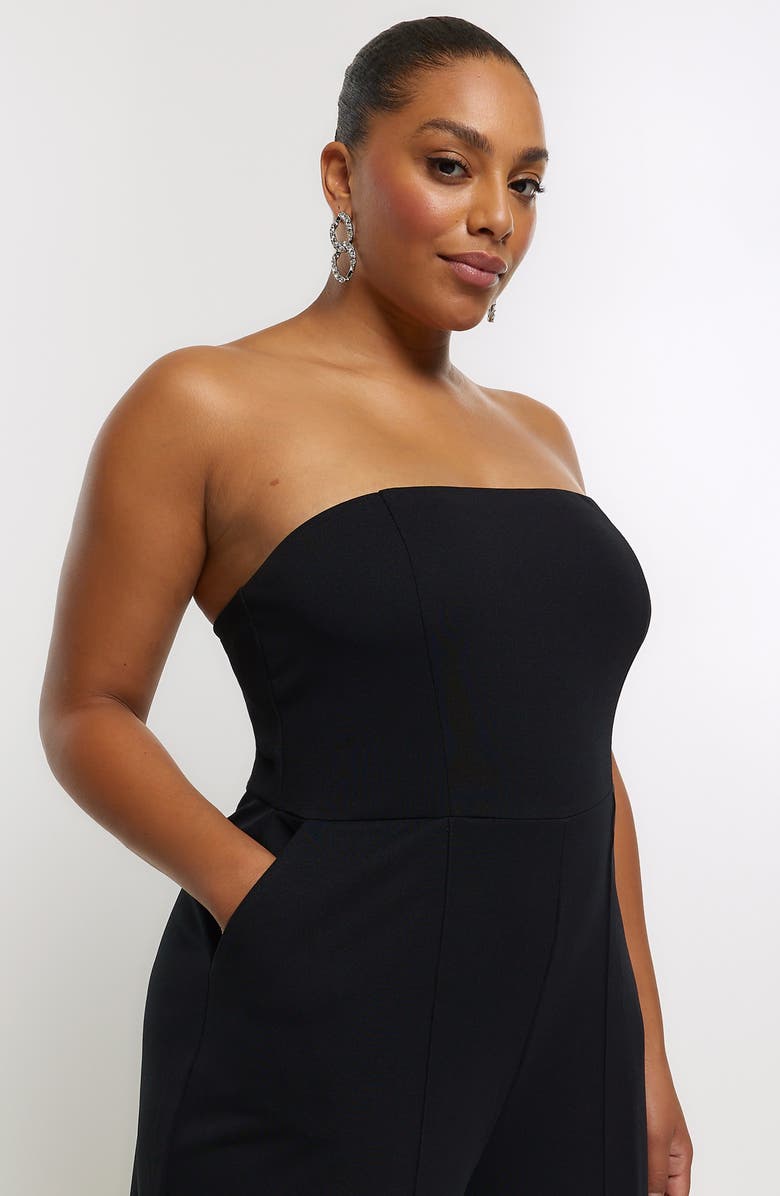 River Island Off the Shoulder Wide Leg Jumpsuit, Alternate, color, 