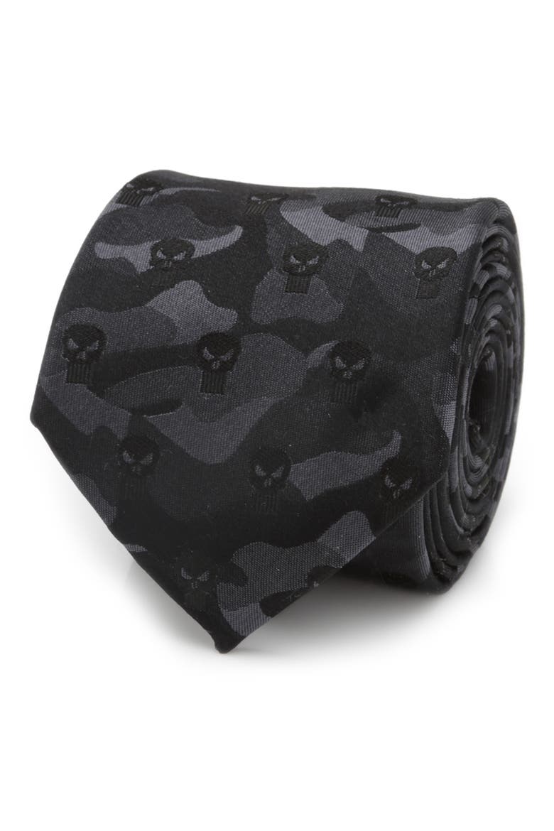 x Marvel The Punisher Silk Tie, Alternate, color, BLACK