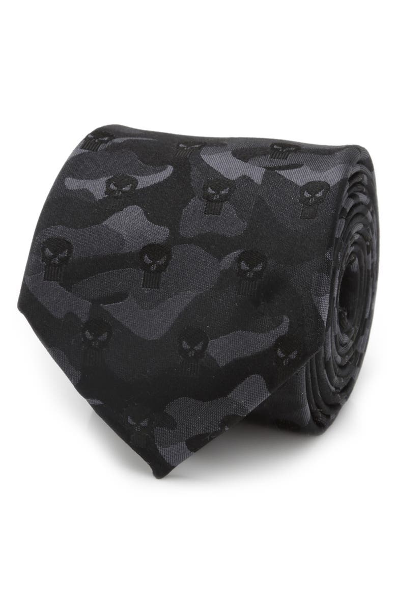 Cufflinks, Inc. x Marvel The Punisher Silk Tie, Alternate, color, Black