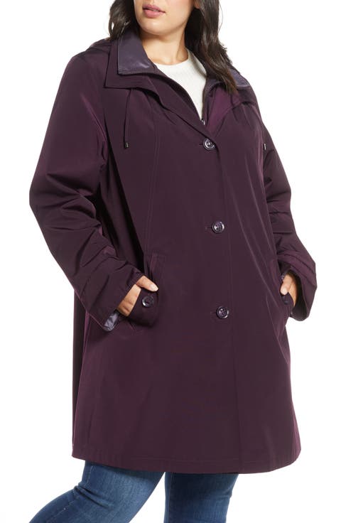 Hooded Raincoat with Liner (Plus Size)