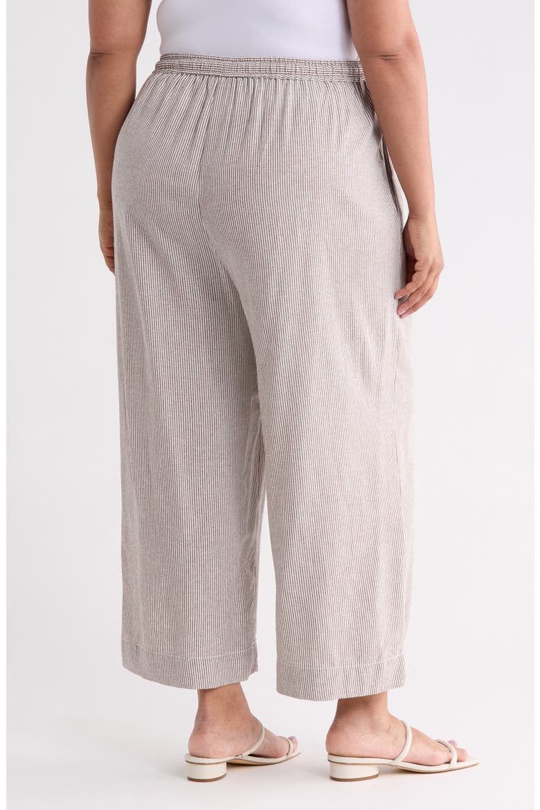 Drawstring Waist Crop Wide Leg Pants, Alternate, color, ACORN/ WHITE MINI STRIPE