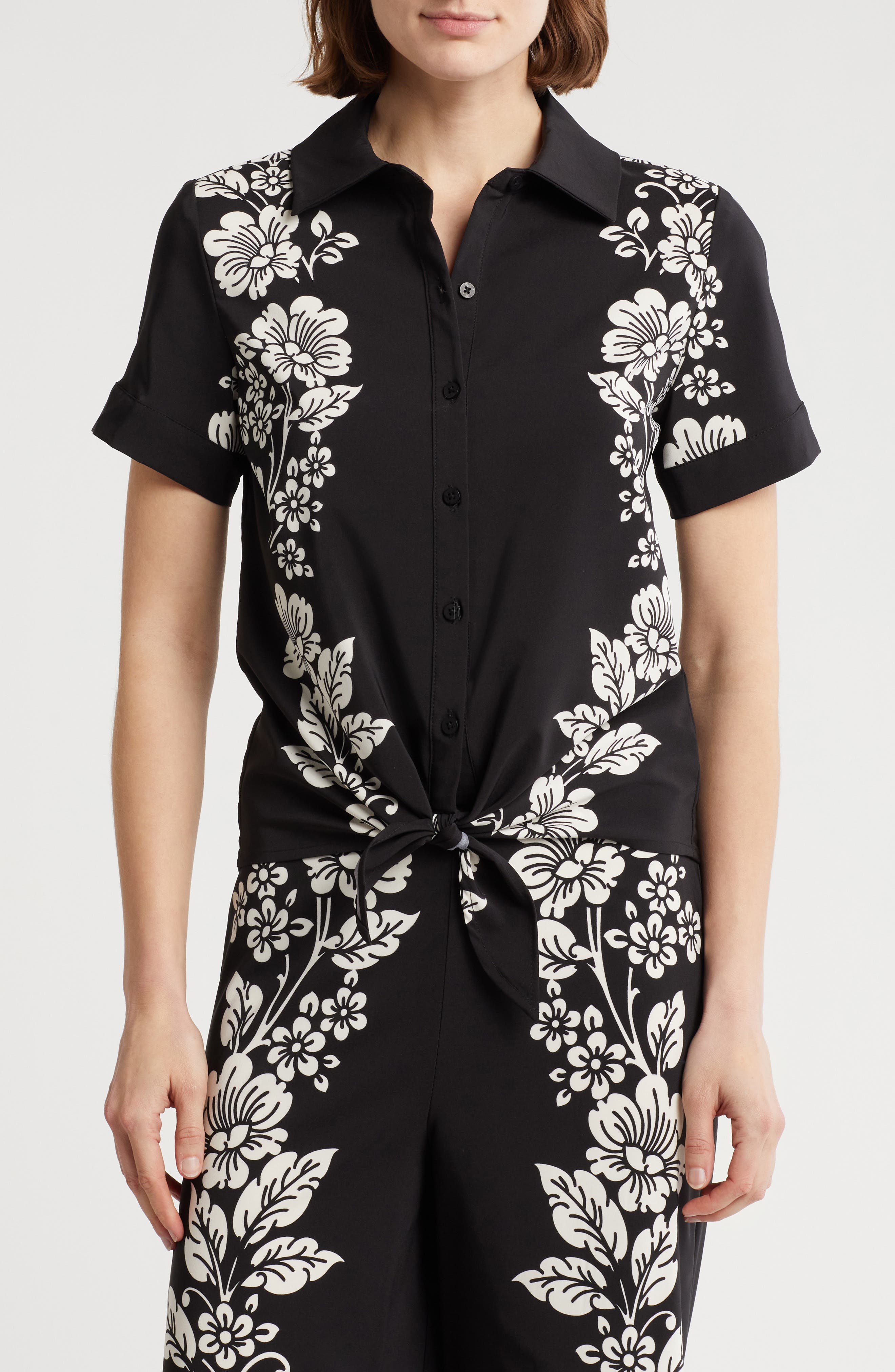 Love By Design Suki Tie Front Satin Shirt