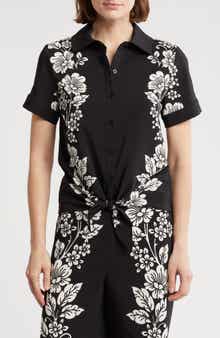 Love By Design Suki Tie Front Satin Shirt