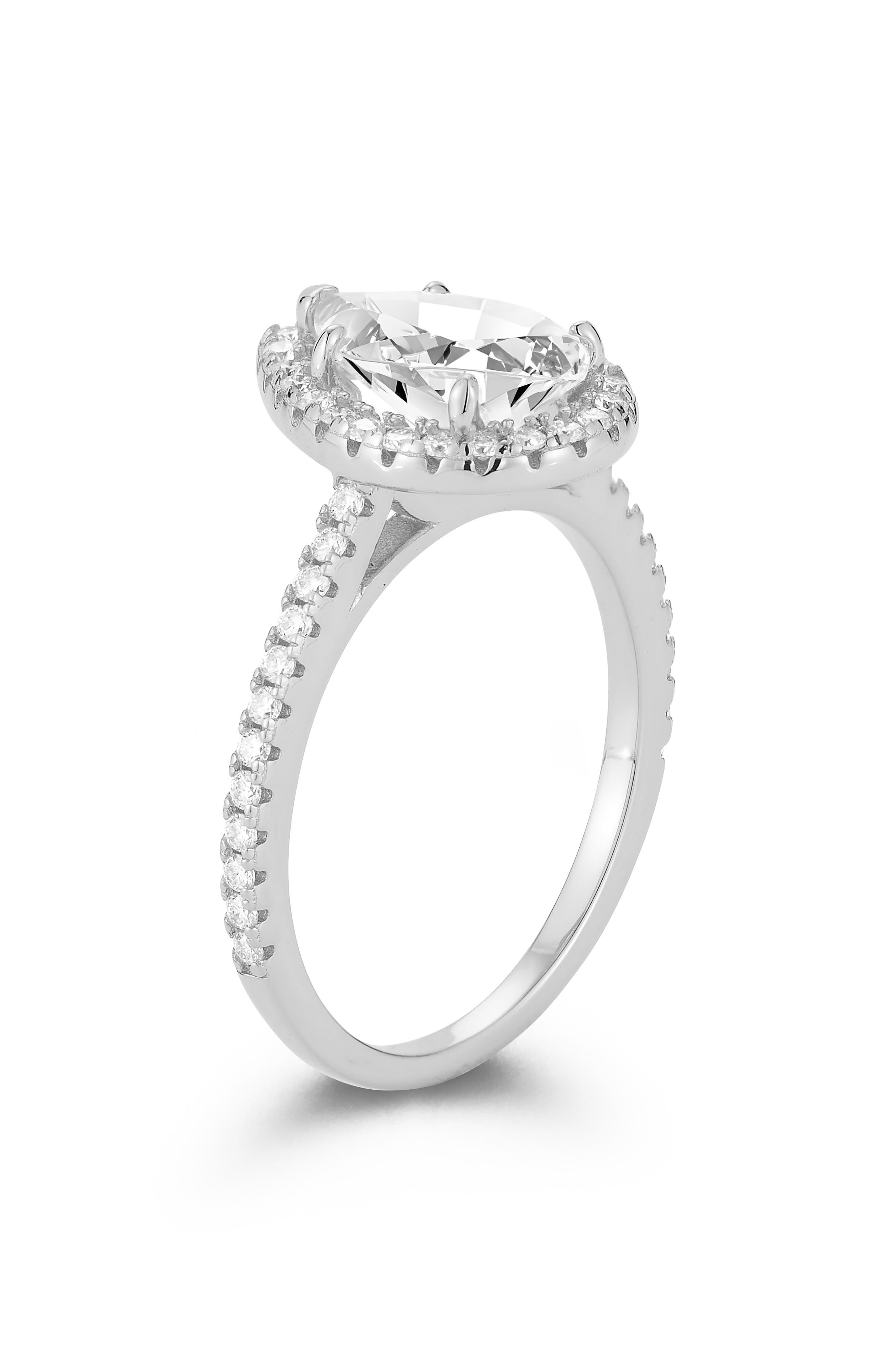 GLAZE JEWELRY Pear Moissanite Halo Ring (Women) | Nordstromrack
