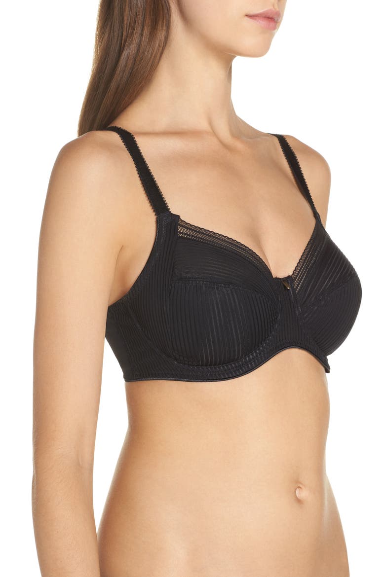 Fusion Underwire Side Support Bra, Alternate, color, BLACK