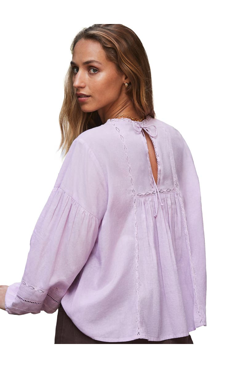 Ro&Zo Lace Insert Long Sleeve Blouse, Alternate, color, Lilac