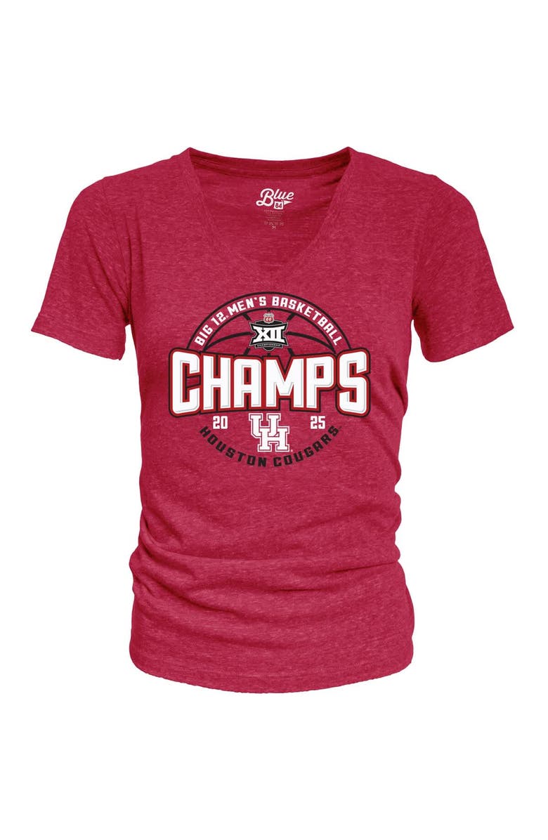 BLUE 84 Women's Blue 84  Red Houston Cougars 2025 Big 12 Men's Basketball Conference Tournament Champions Tri-Blend V-Neck T-Shirt, Alternate, color, 