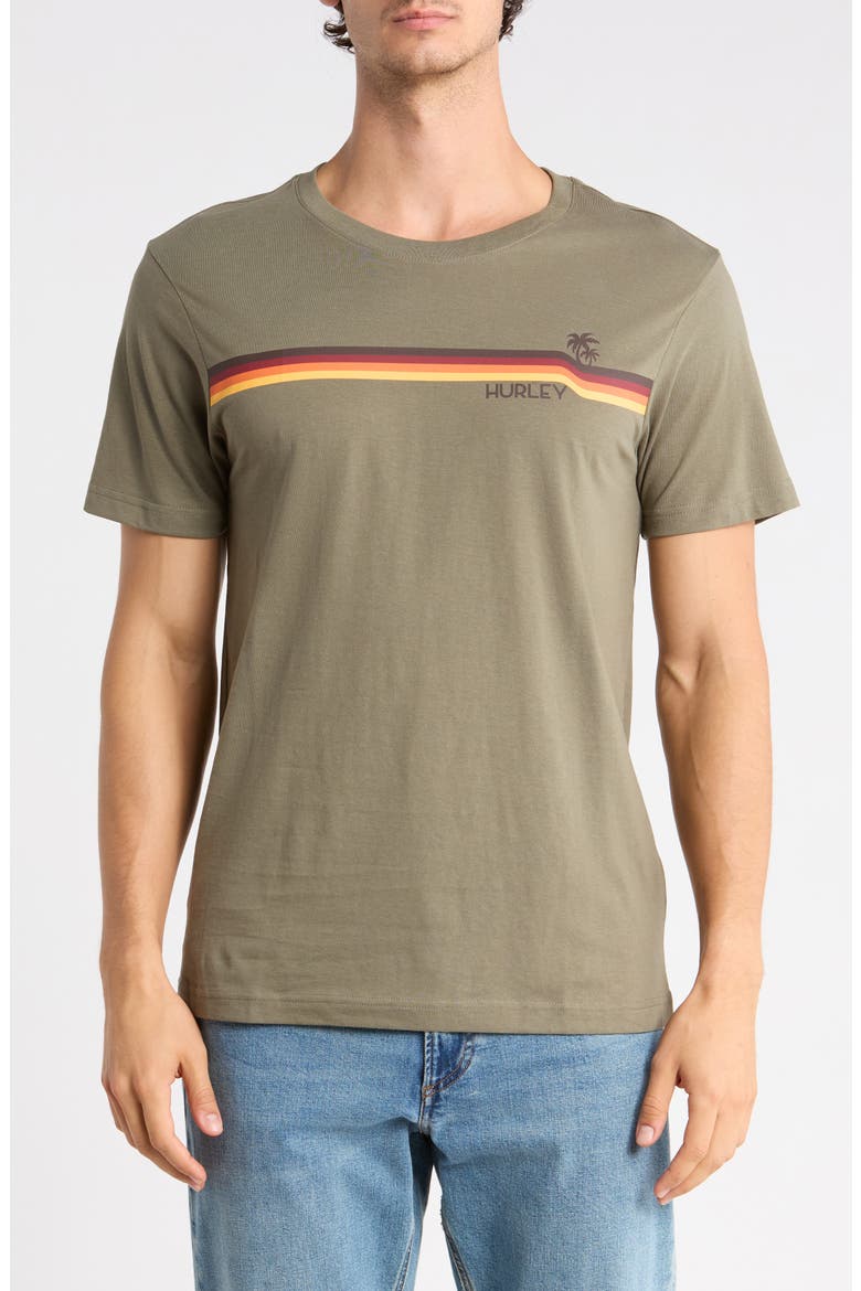 Palm Stripe Cotton Graphic T-Shirt, Main, color, OLIVE GREY