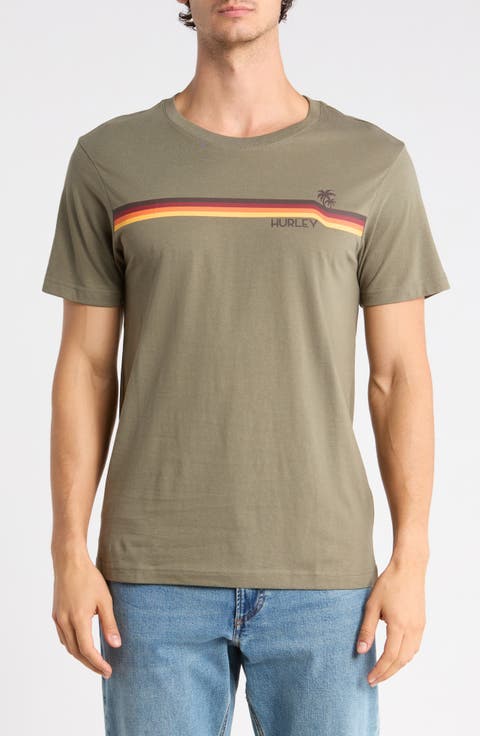 Palm Stripe Cotton Graphic T-Shirt
