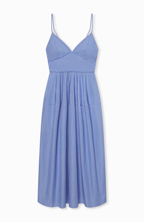 Co Basque Stripe Midi Dress In Blue