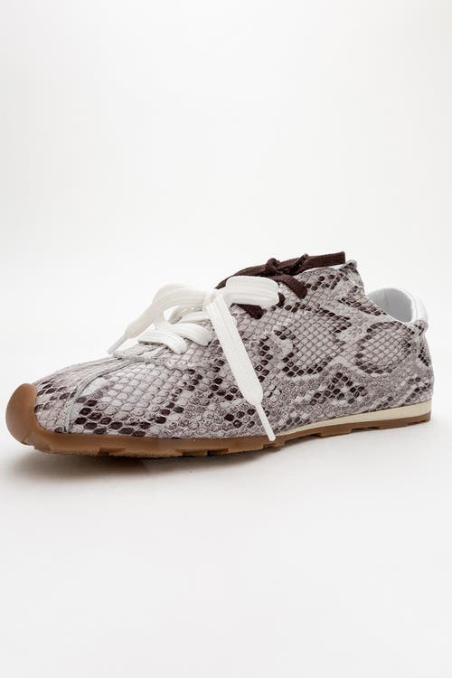 Forever & Always Shoes Crea Leather Sneakers In Gray Croco Leather