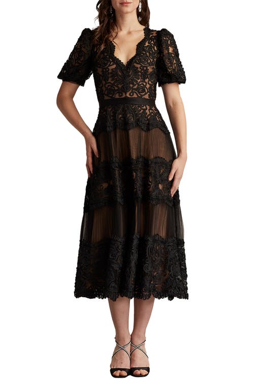 Tadashi Shoji Belline Embroidered Chiffon Midi Dress In Multi