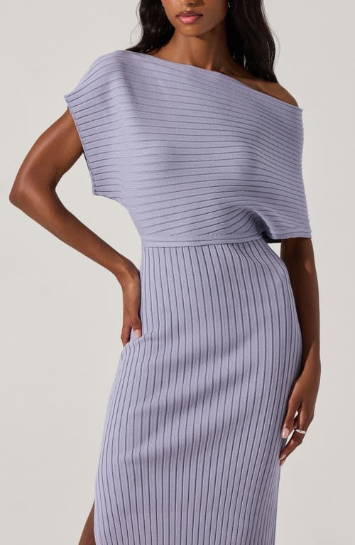 Astr The Label One-shoulder Wide Rib Sweater Dress In Periwinkle