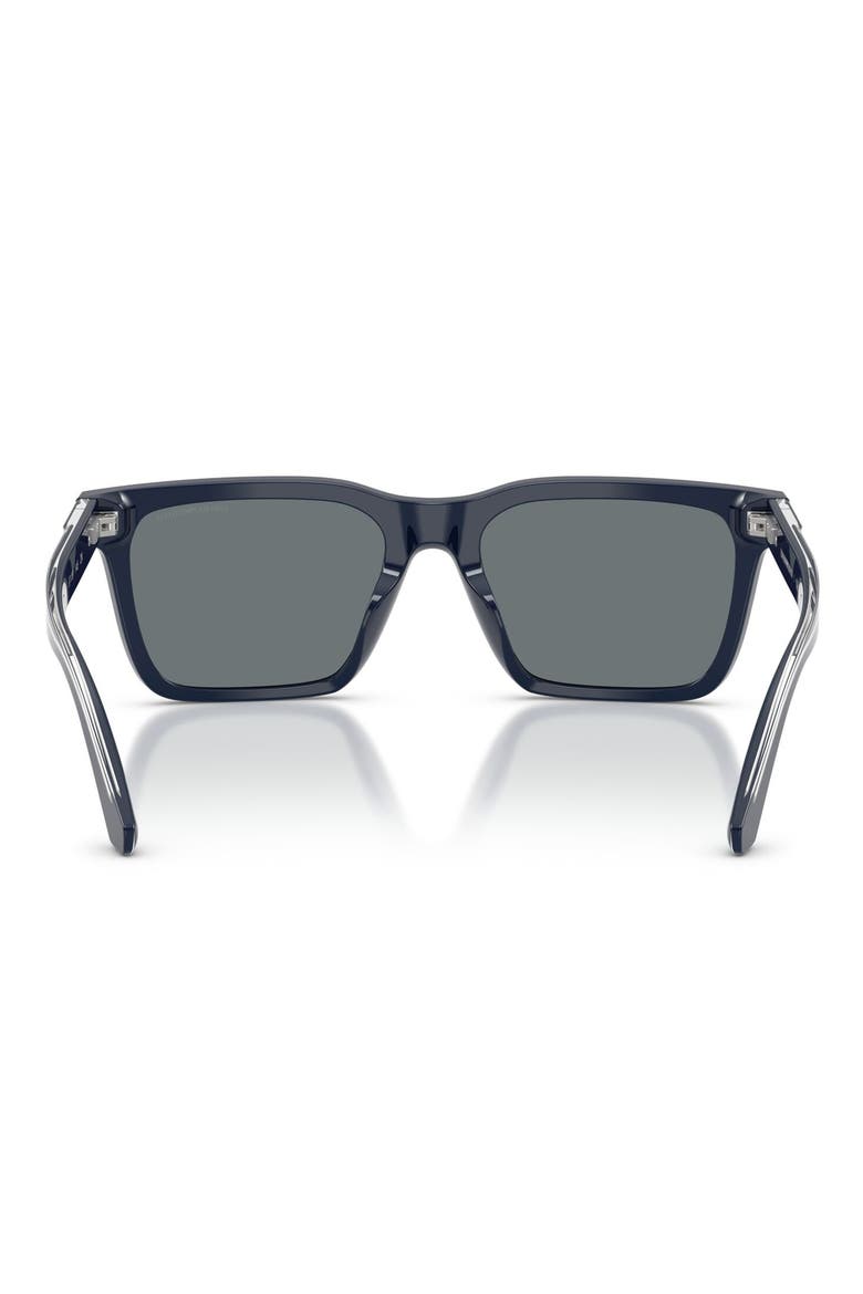 57mm Square Sunglasses, Alternate, color, SHINY BLUE / DARK BLUE