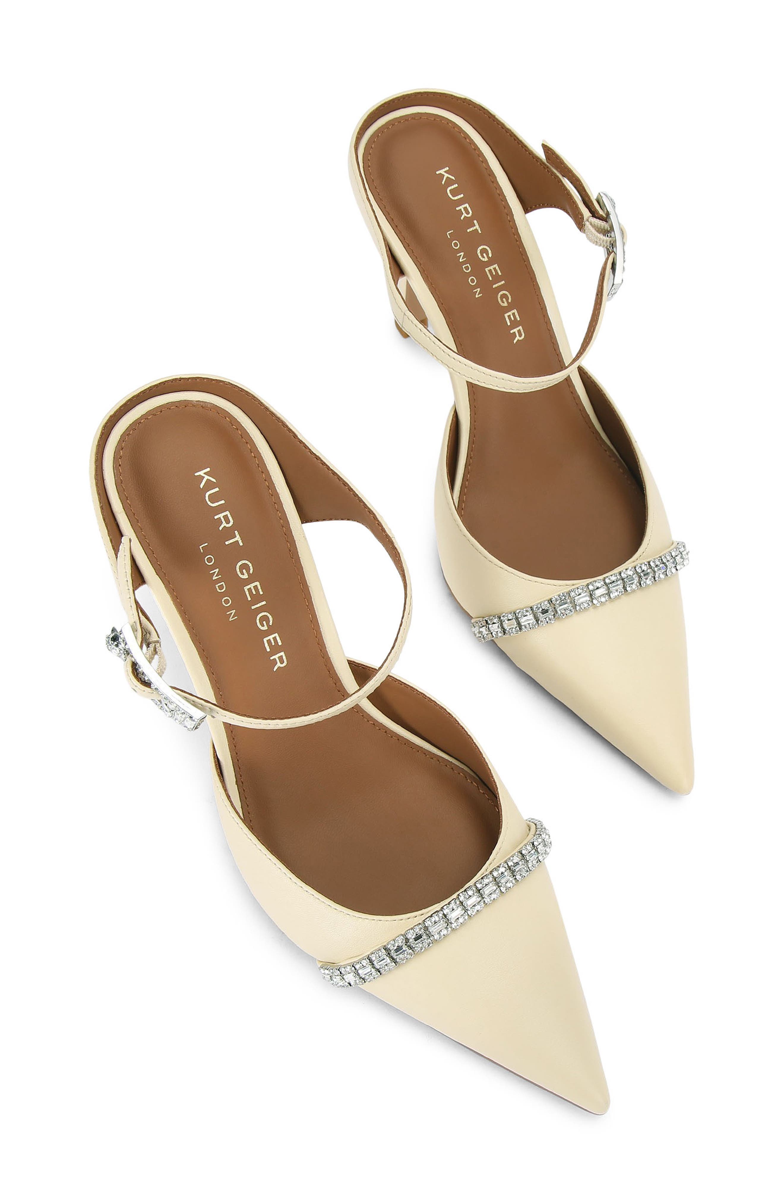 Kurt Geiger London Strass Pointed Toe Mule, Alternate, color, Natural