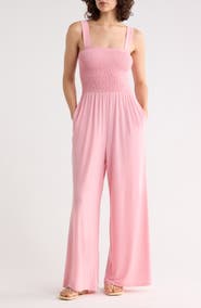 WEST K Smocked Knit Sleeveless Jumpsuit