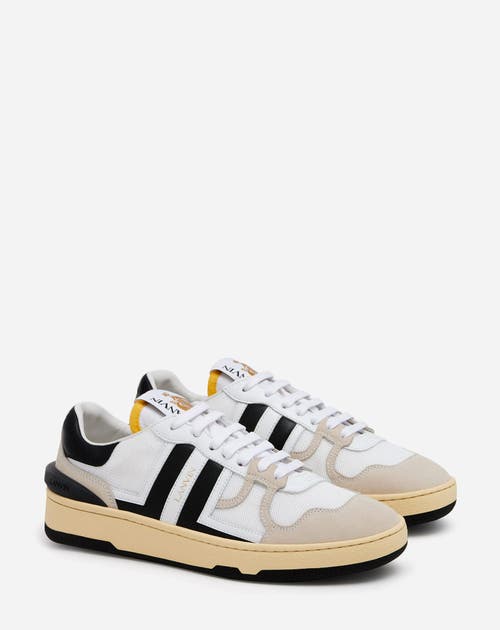 Lanvin Black And White Leather Clay Low Mesh Sneakers In White/black
