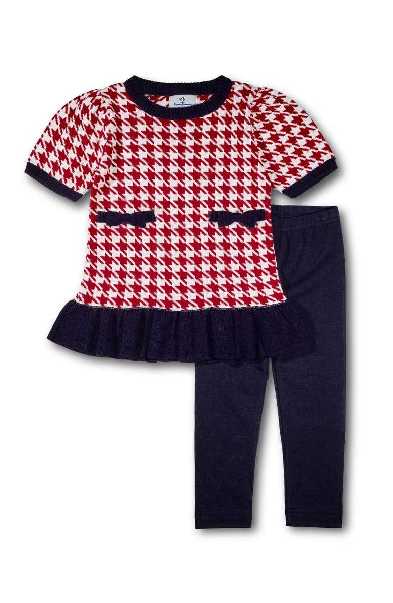 Florence Eiseman Sweater Tunic Set With Bows, Main, color, Red, White, Navy