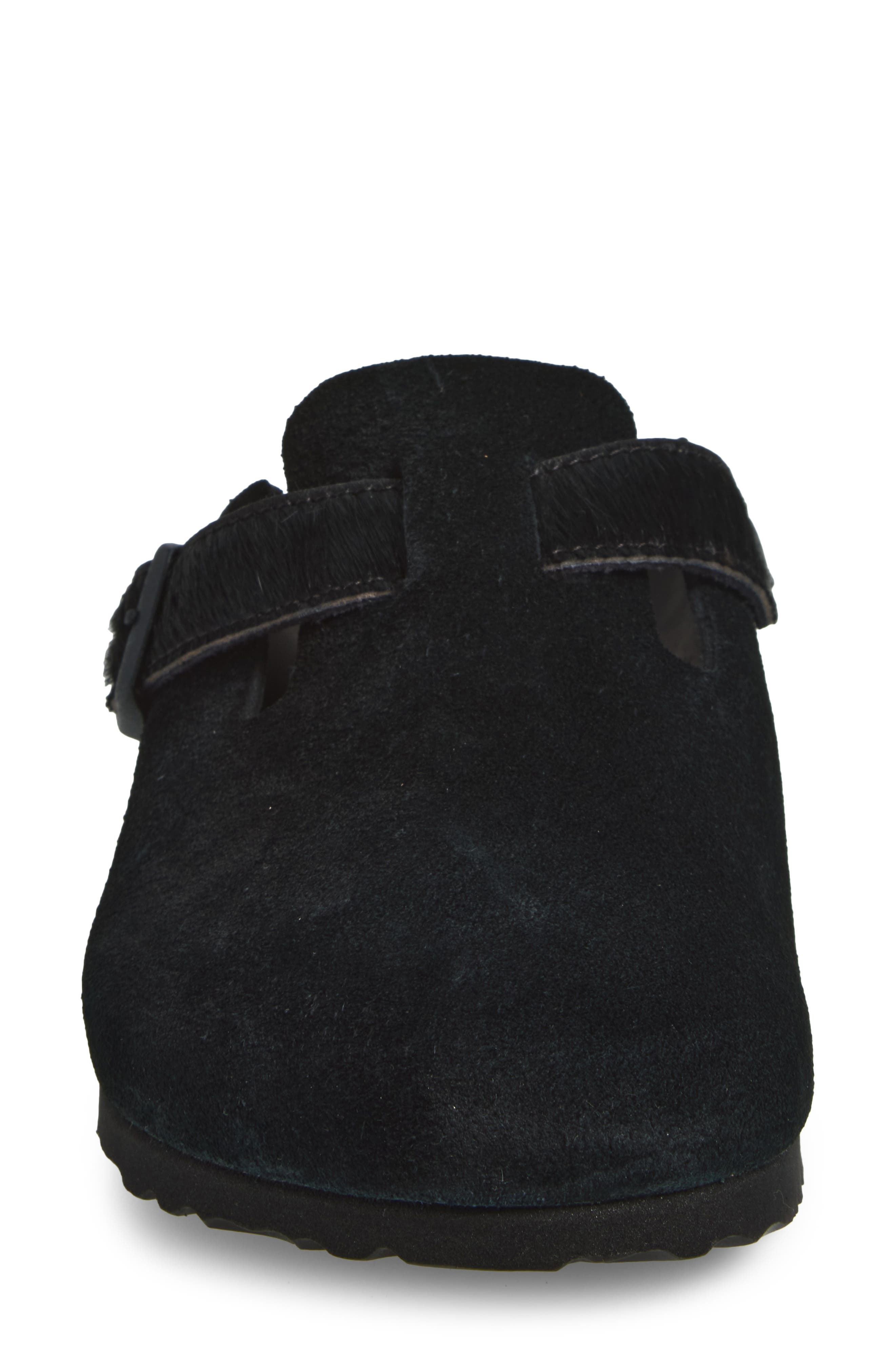 Boston Genuine Calf Hair Trim Clog, Alternate, color, BLACK