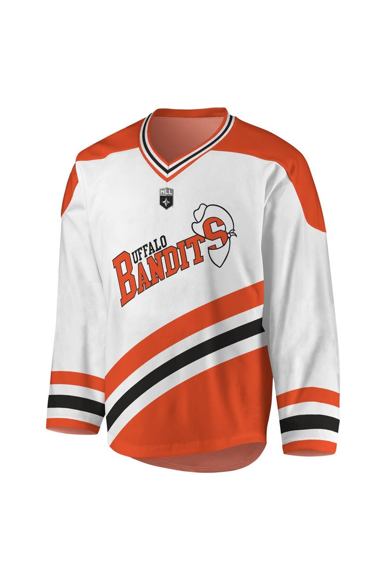 Men's White/Orange Buffalo Bandits Replica Jersey, Alternate, color, White