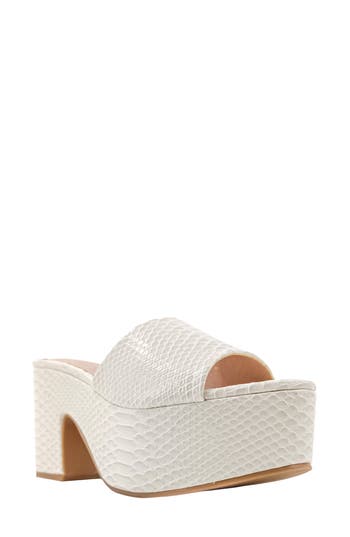 Shushop Giza Snake Embossed Platform Slide Sandal In Bone Snake