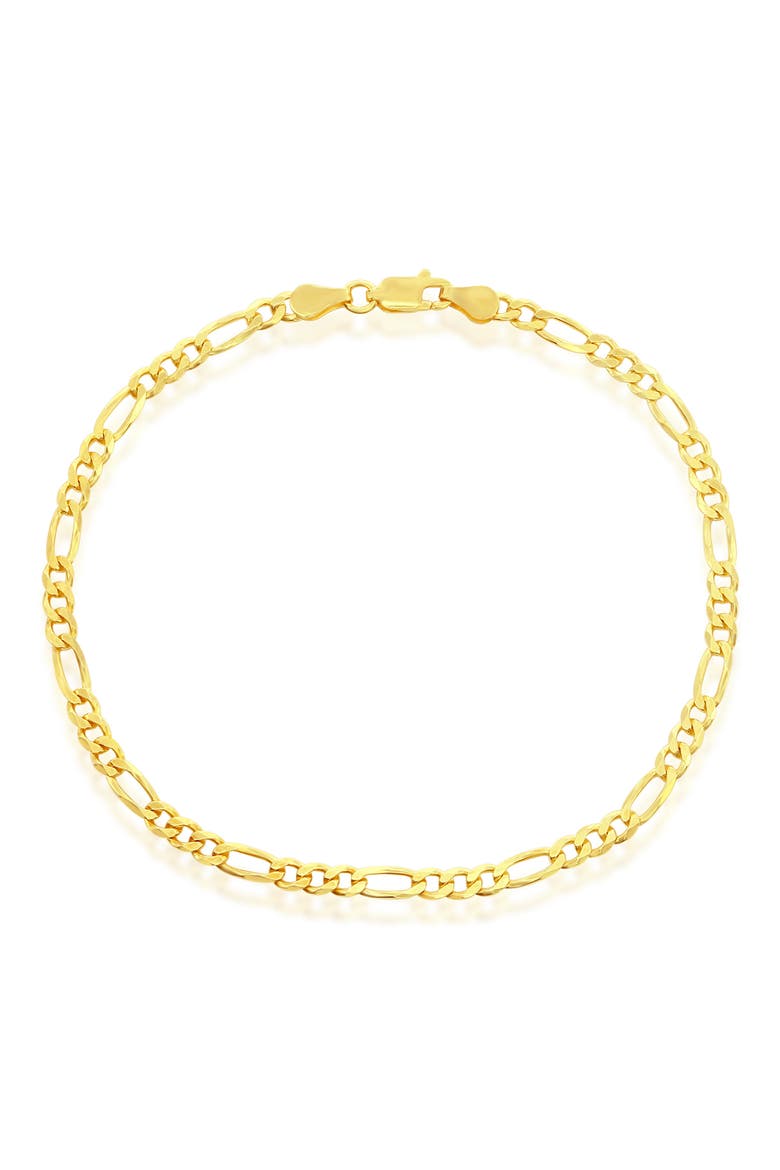 14K Gold Plated Figaro Chain Anklet, Main, color, GOLD