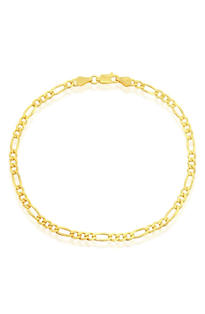 SIMONA 14K Gold Plated Figaro Chain Anklet, Main, color, Gold