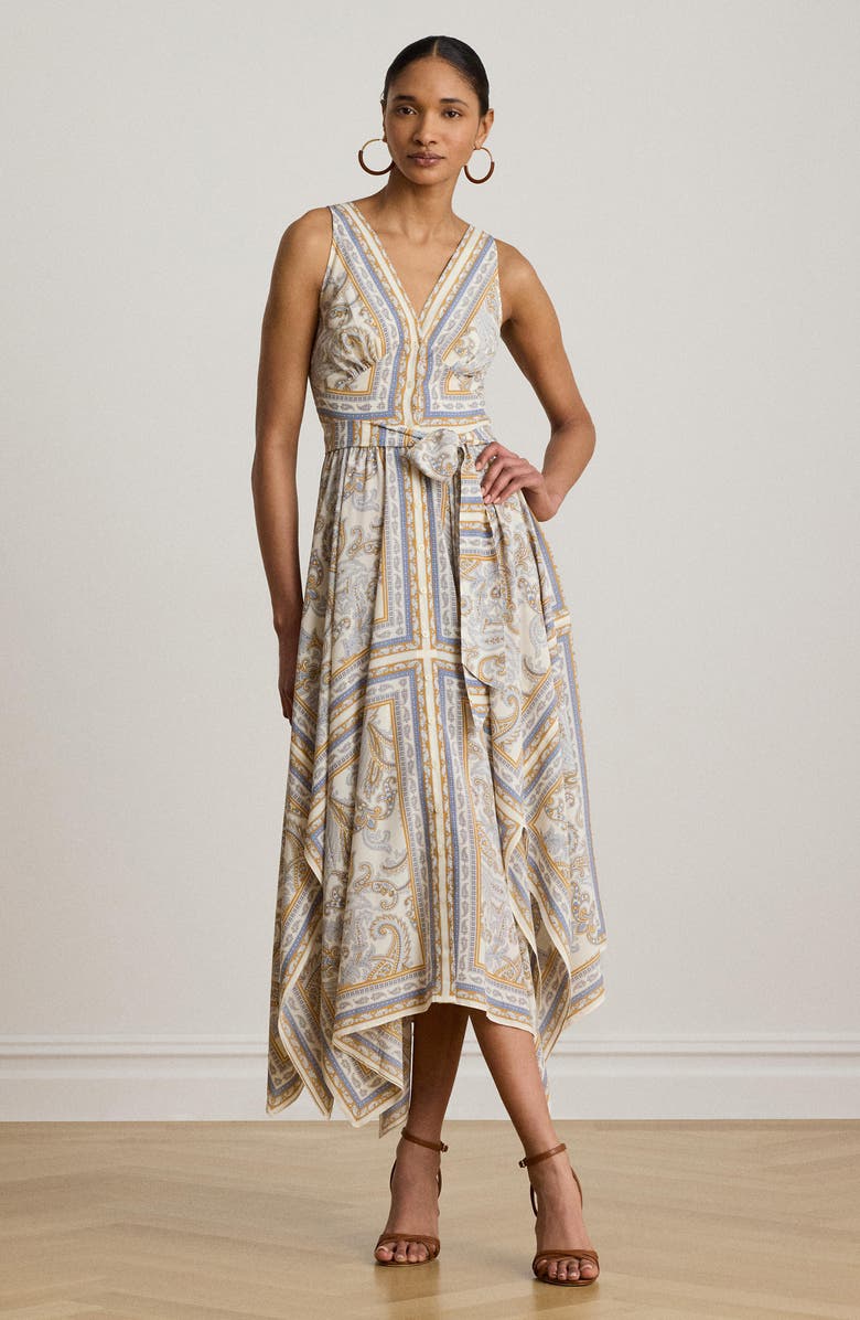 Lauren Ralph Lauren Paisley Print Sleeveless A-Line Dress, Alternate, color, Cream/ Multi