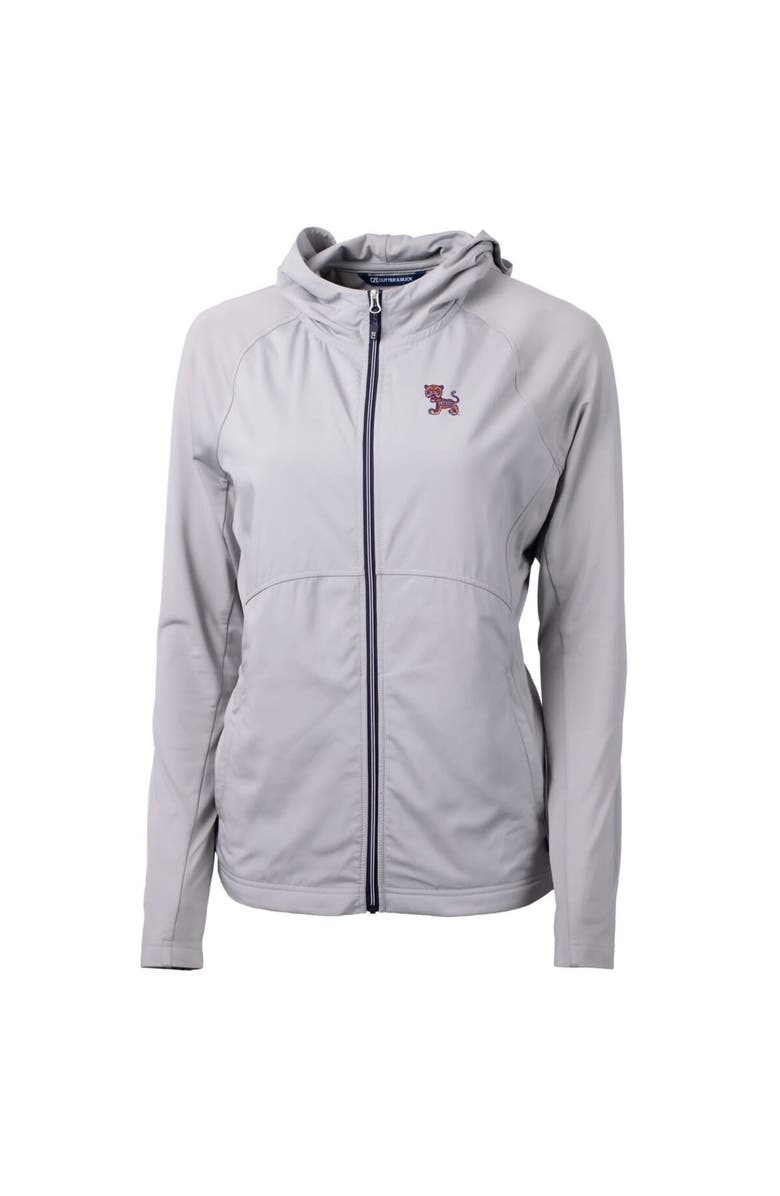 Cutter & Buck Women's Cutter & Buck Gray Clemson Tigers Adapt Eco Knit Hybrid Recycled Full-Zip Hoodie, Alternate, color, 
