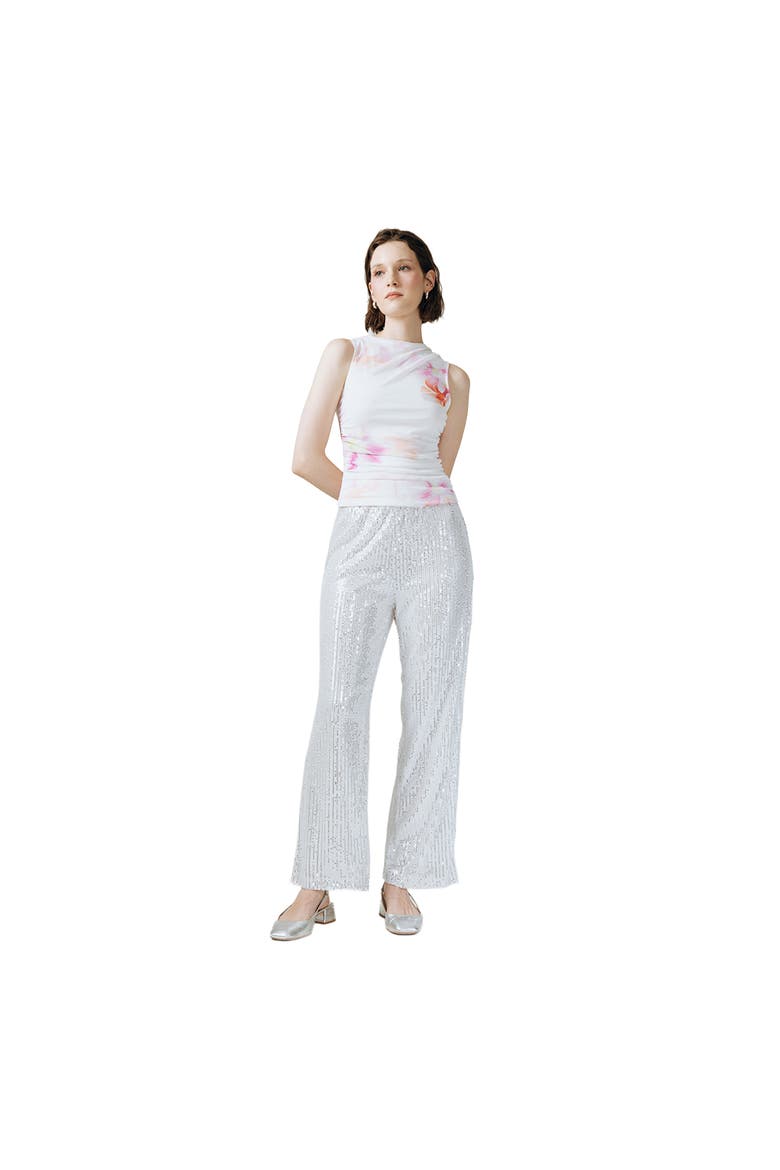 Tyra Sequins Pants, Alternate, color, Silver
