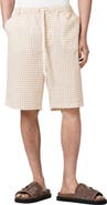 AllSaints Rockland Gingham Check Cotton Drawstring Shorts