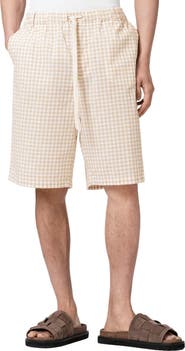 AllSaints Rockland Gingham Check Cotton Drawstring Shorts