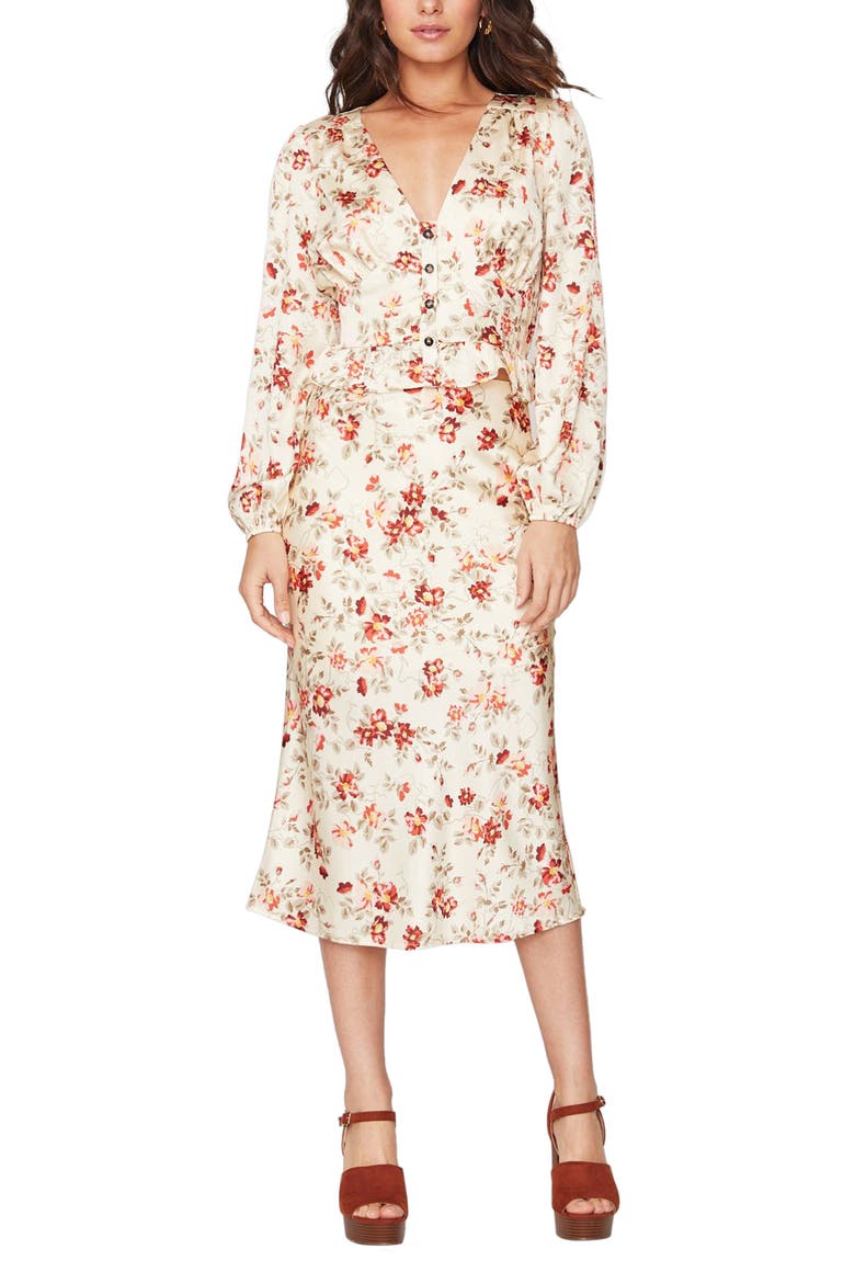 Roaming the Riviera Floral Print Midi Skirt, Main, color, SIENNA MULTI