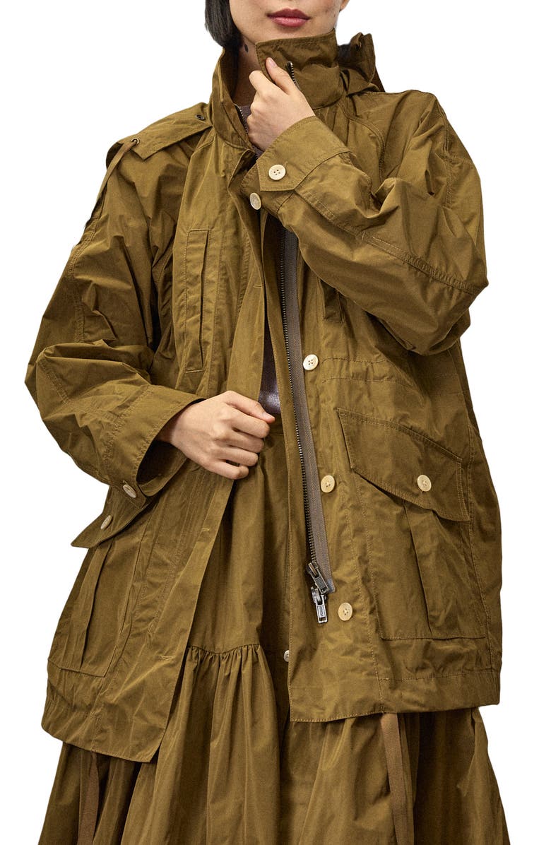 Alex Mill x Becky Malinsky Oversize Hooded Jacket, Main, color, Khaki