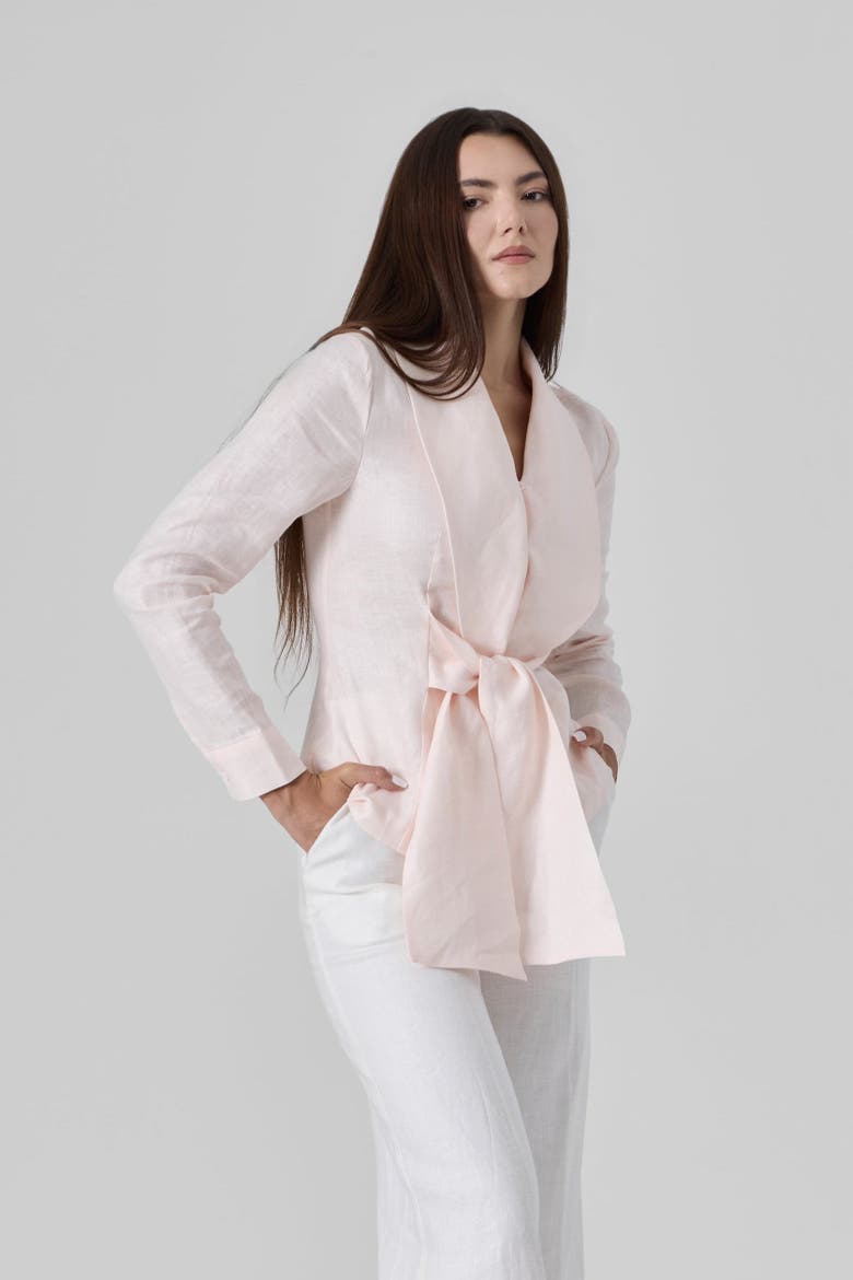 Linen Waist Tie Shirt, Main, color, Light Pink